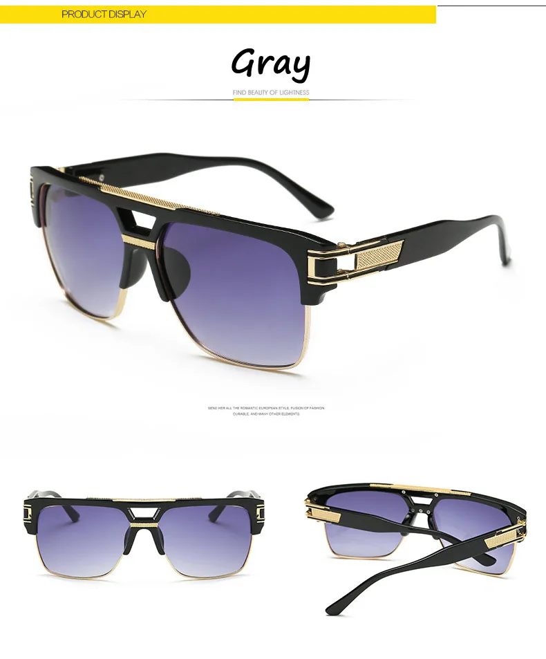 Горячая распродажа Классические Мужские солнечные очки в ретро-стиле, летняя мода, прозрачное зеркало, пластиковые металлические ножки, винтажные очки