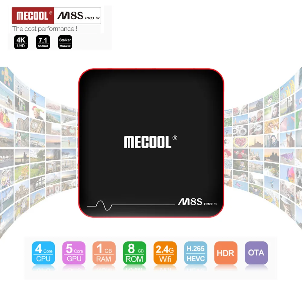 MECOOL M8S PRO W ТВ Box Amlogic S905W Android 7,1 1 ГБ Оперативная память + 8 ГБ Встроенная память 2,4 г Wi-Fi 100 Мбит/с BT4.2 Bluetooth ТВ коробка