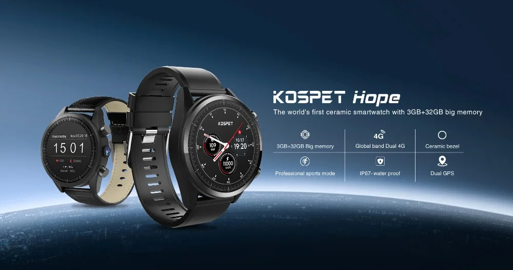 Смарт-часы KOSPET HOPE поддерживает 4g Wifi Nano SIM Android 7,1 3 ГБ+ 32 ГБ gps 8 миллионов пикселей камера AMOLED экран 620 мАч батарея