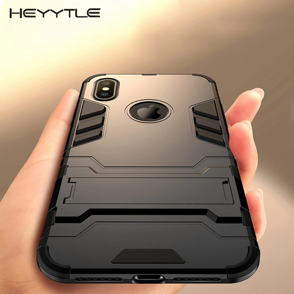 

Heyytle Luxury Bracket Case For iphone XR XS MAX X 8 7 6 6s Plus Protective Hard Cases For Apple 10 Shockproof Armor Phone Cover