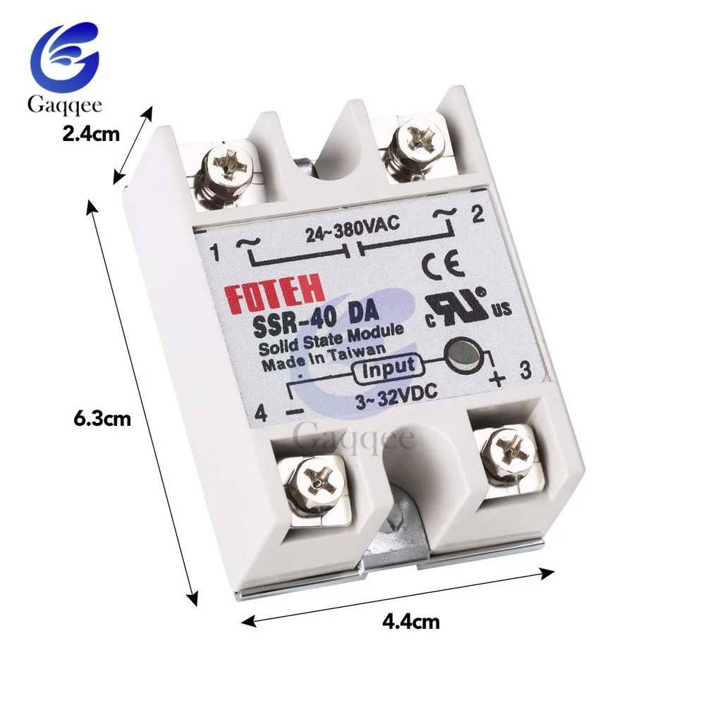 2 шт./партия промышленный твердотельный релейный модуль SSR 40DA однофазный 3-32 В DC вход и 24-380 В AC 40A AC выходная нагрузка DC-AC