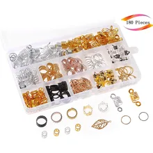 Лидер продаж 180 шт./лот, заколка для волос, дреды, бусины, манжеты, заколки, спиральная тесьма, наращивание волос для аксессуаров