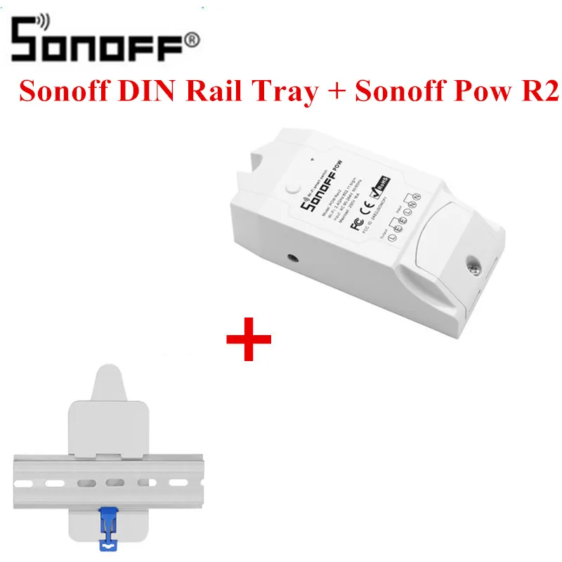 Интеллектуальный выключатель света Sonoff Pow R2 16A Интеллектуальный переключатель Wi-Fi с более высокой контроль точности энергии Применение интеллектное устройство передачи энергии измерительный работает с Google Home - Комплект: Ral Tray with Pow R2