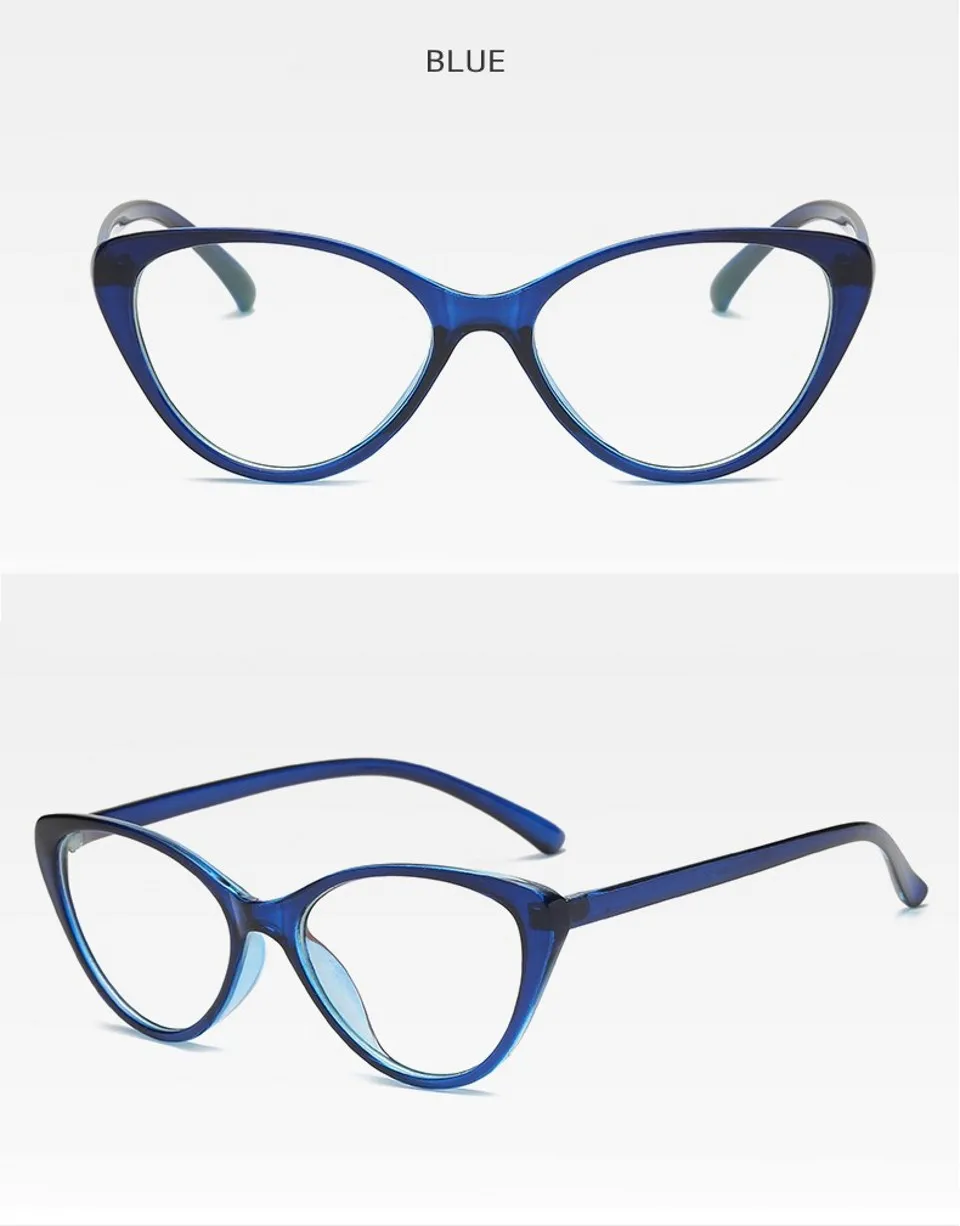Трендовая оправа для очков в стиле кошачьи глаза, прозрачные линзы, женские Брендовые очки, оптическая оправа, близорукость, ботаник, черные, фиолетовые очки
