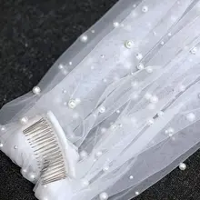 5 м Лидер продаж 1 ярус Королевский Хрустальный жемчуг свадебная фата с жемчугом слоновой кости EE708