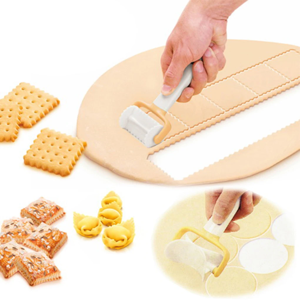 

3pcs/set Fondant Cake Bakery Tools Rolling Angel Biscuit Ravioli Cutter Plastic Baking Pastry Supplies Random Color