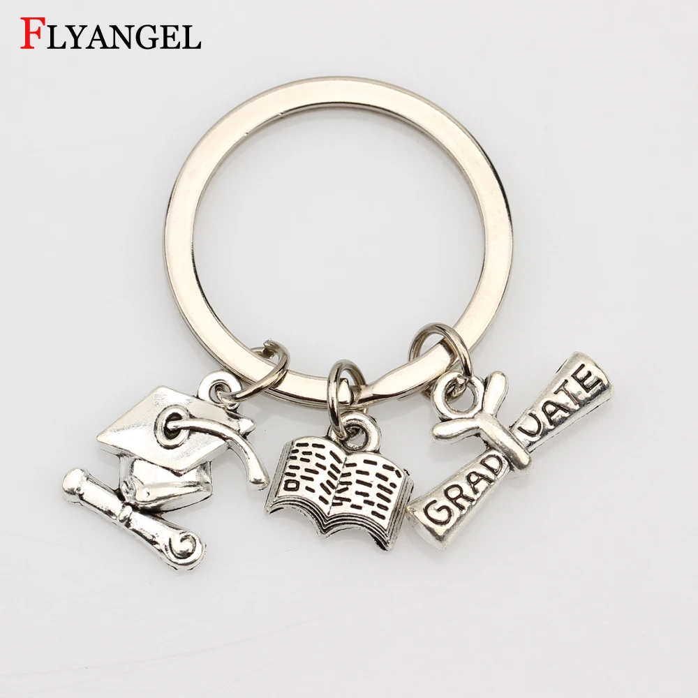 Fashion Key Chain Keychain Jewelry Silver Color Graduate Diploma