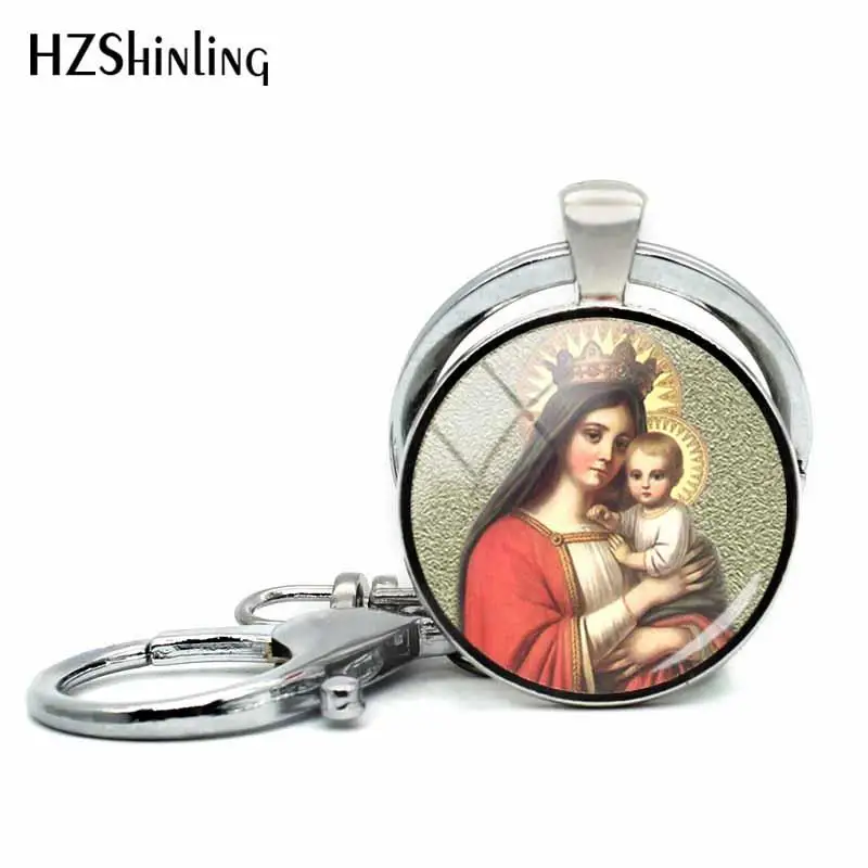 Новинка, девственница Марии Гваделупе, брелок для ключей мать Иисуса, стеклянный купол, брелки, серебряные ювелирные изделия для женщин HZ5 - Цвет: 8
