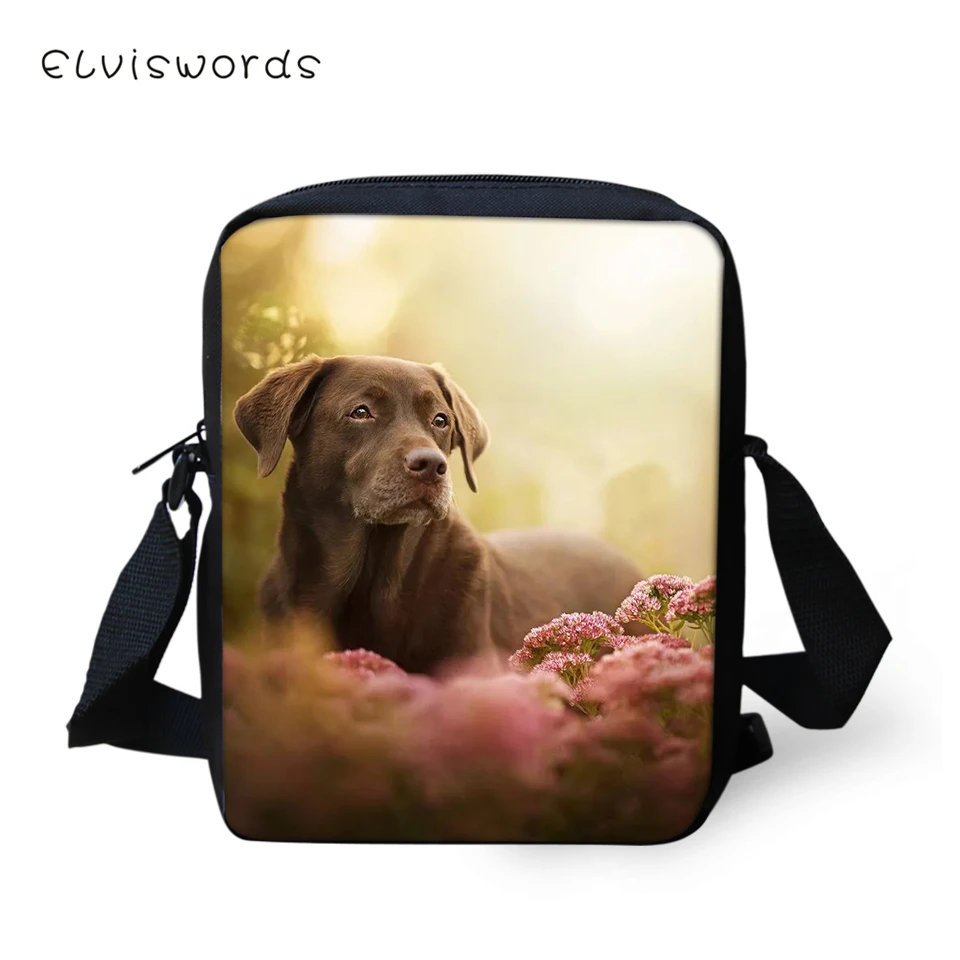 

ELVISWORDS Fashion Women Messenger Bags Labrador Prints Pattern Shoulder Bags Cute Animal Girls Flaps Handbags Kids Mini Mochila