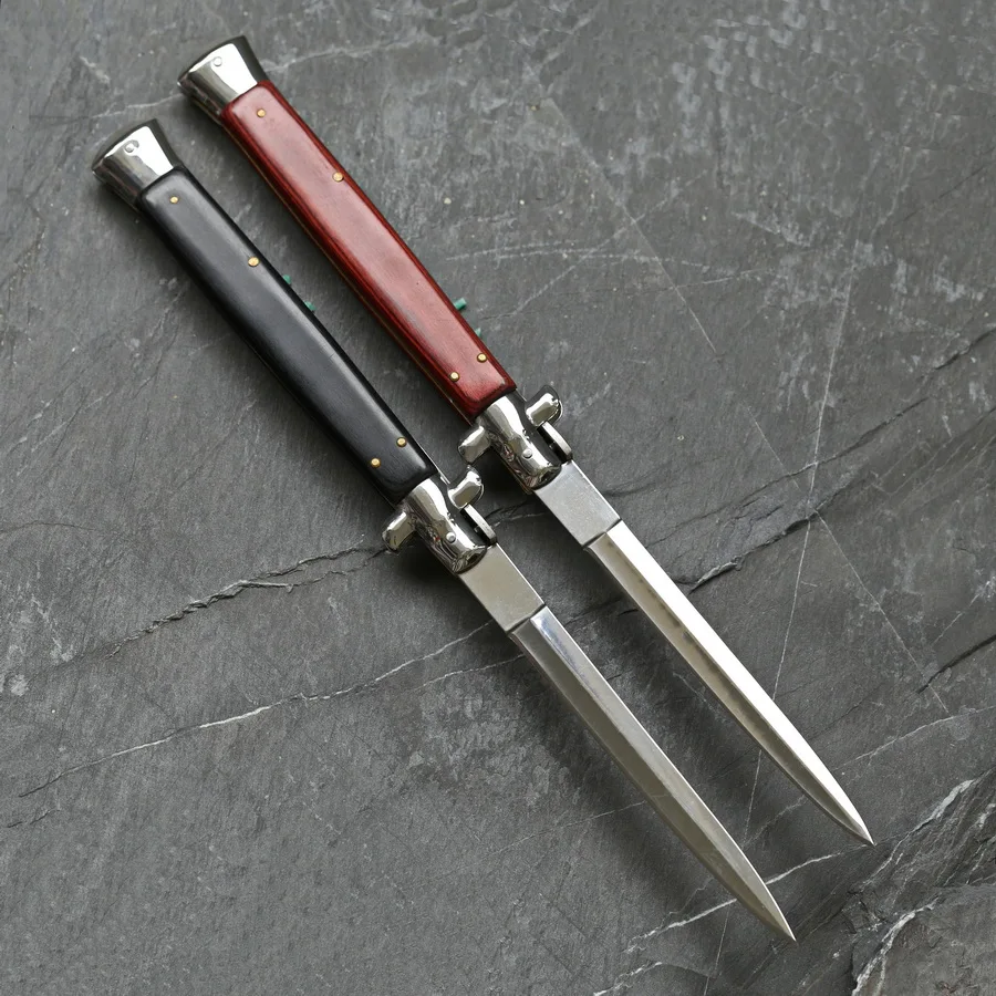 Итальянский 13 &quotGodfather stiletto портативный складной нож AKC 440C Стальные деревянные