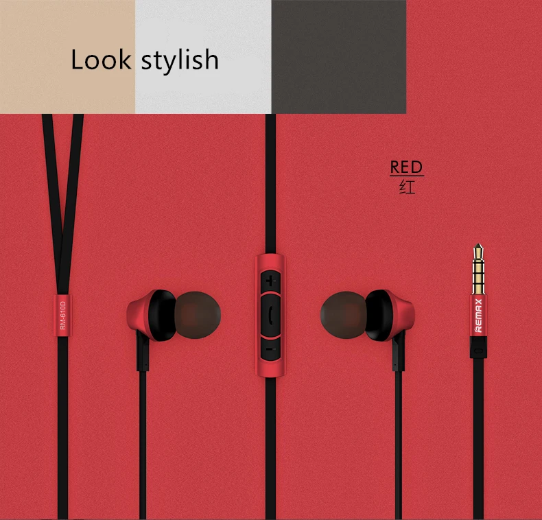 Оригинальные металлические наушники remax 610d, спортивные наушники 3,5 мм, стерео музыкальные наушники с микрофоном для iPhone Xiaomi