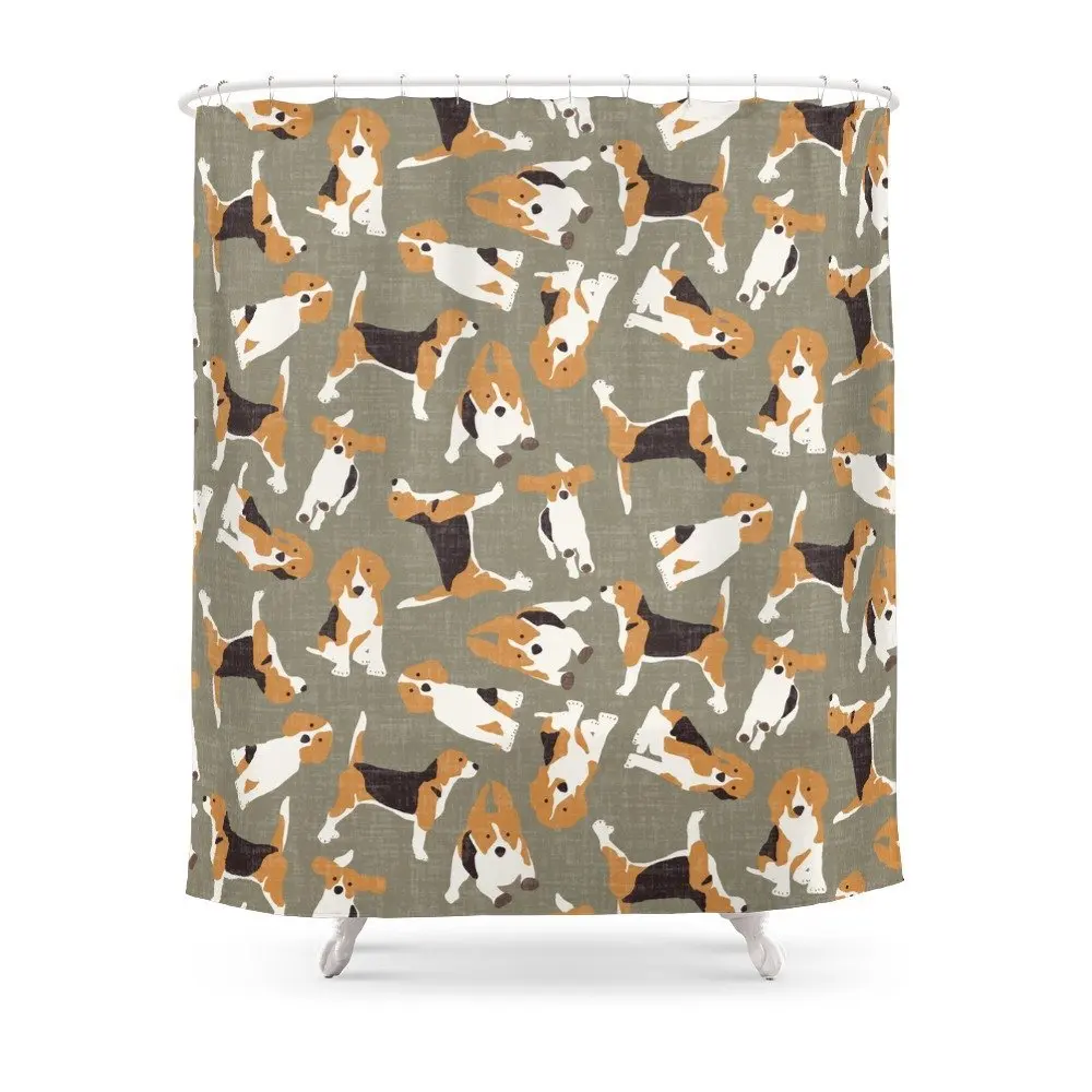 

Beagle Scatter Stone Shower Curtain Waterproof Polyester Fabric Bathroom Decor Multi-Size Printed Shower Curtain with 12 Hooks