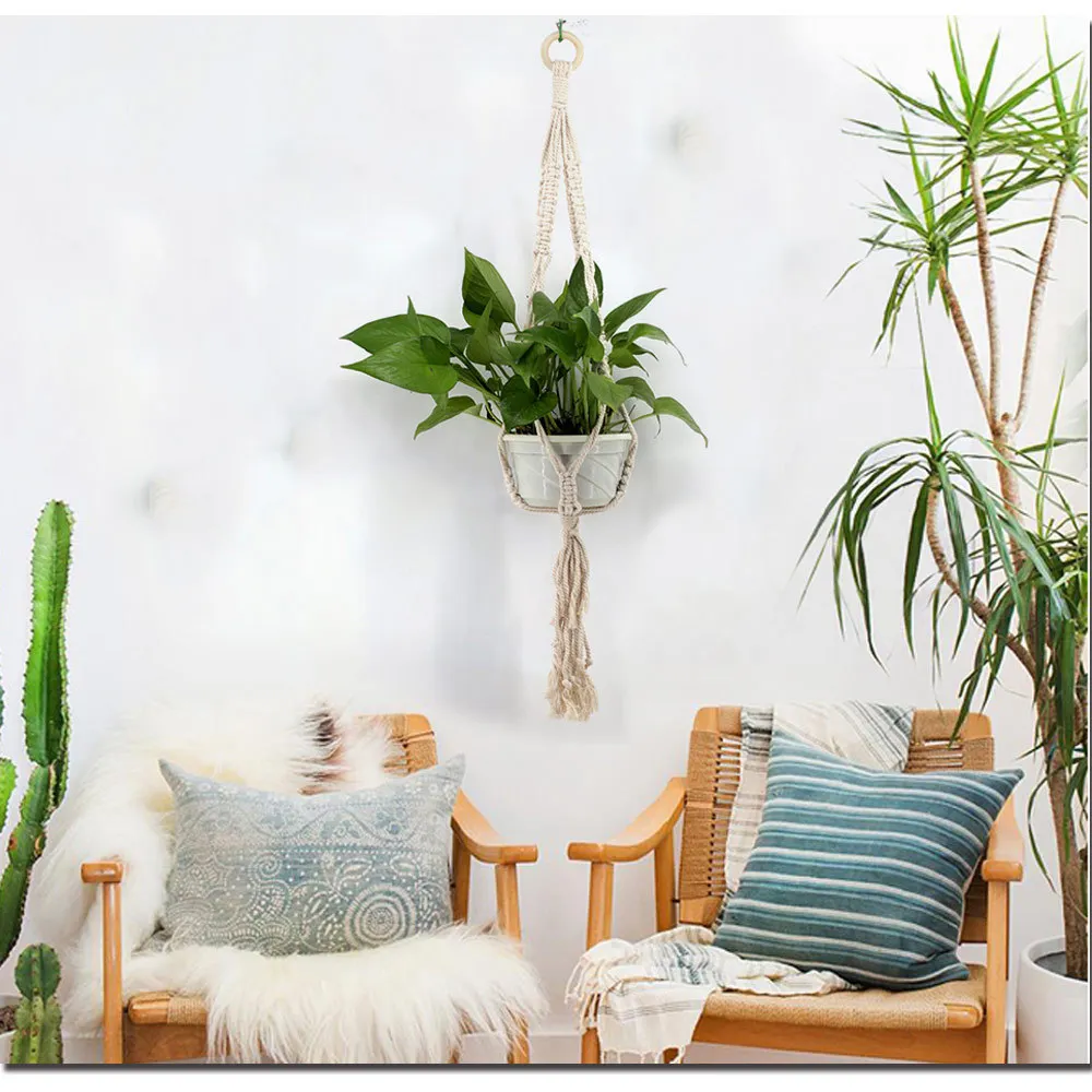 Продажа Boho Home Decor Wall гобелен макраме завод вешалка ручной работы Вязание подвесные корзины стены в богемном стиле макраме гобелен Haning Книги по искус...
