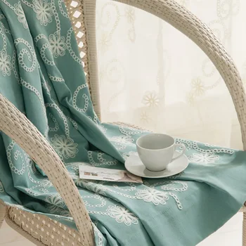 

American Country Circle Embroidery Curtains for Living Dining Room Bedroom.