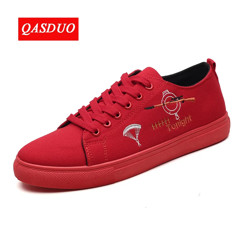 QASDUO New Arrival four seasons Comfortable Casual Shoes Mens Canvas Shoes For Men Lace-Up Brand Fashion Flat Loafers Shoe