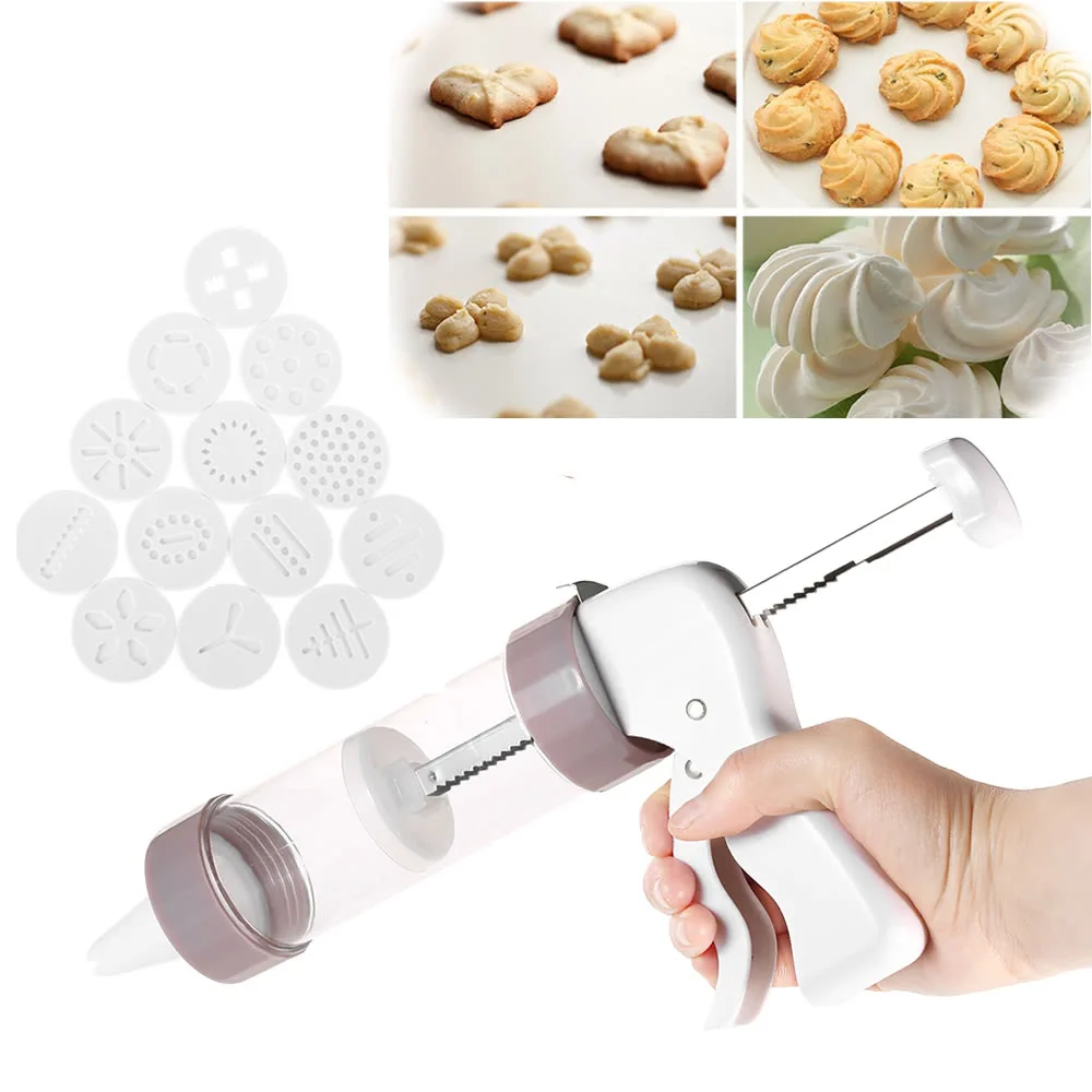 

Cookie Press Gun Kit Multifunctional DIY Biscuit Maker Decorating Set for Christmas Birthday Baking- with 13 Molds and 6 Nozzles
