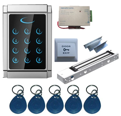 

Standalone Single Door 125Khz RFID & PIN Access Control System Kit with EM Lock, Metal Touch Controller