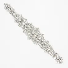 1 Stück 30*6 cm Blume Silber Strassapplikationen Trim Für Hochzeit Kleider Sewing DIY Hochwertigen