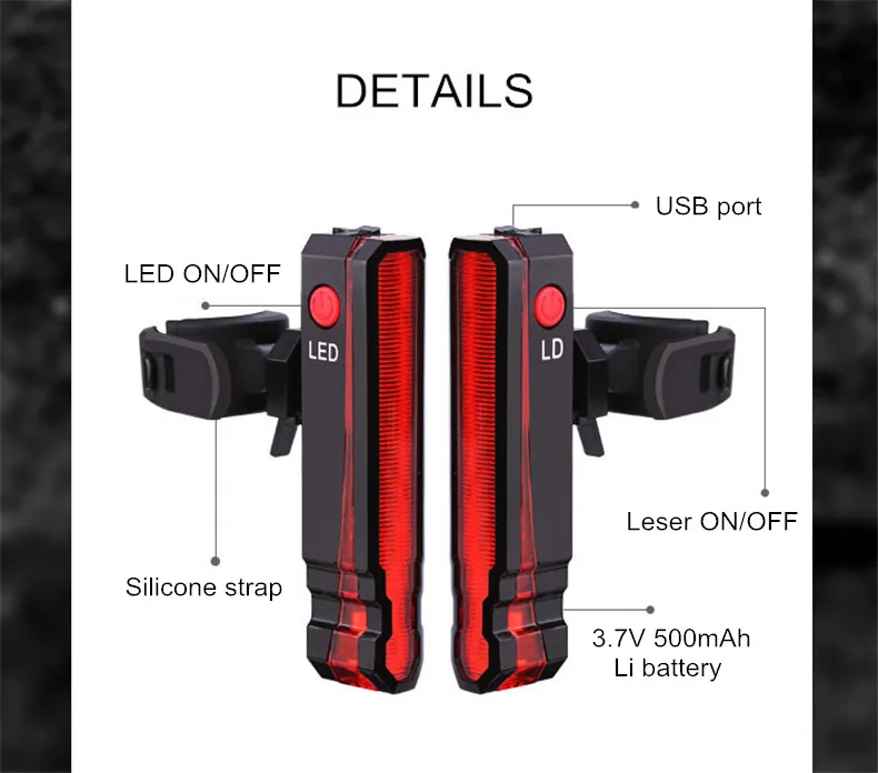 USB Перезаряжаемый задний светильник велосипедный предупреждающий световой сигнал велосипедный светодиодный задний светильник водонепроницаемый MTB RoadBike велосипедный задний светильник
