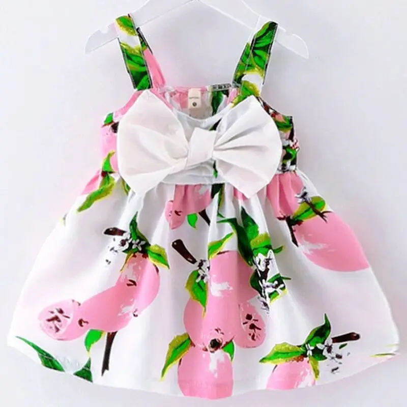 

Children's Wear 2018 New Summer Dress Infant Fashion 100% Cotton Cute Flying Sleeves Small Striped Bow T-shirt Female Baby Dress