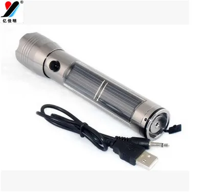 

free shipping 10pcs/lot aluminium 5W solar power led flashlight torch 2500 lumens with rechargeable emergency lighting