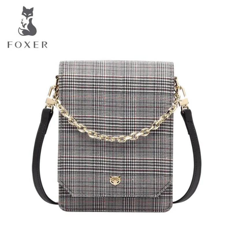 

FOXER Houndstooth cell phone bag vertical mini mobile bag female 2018ins new shoulder Messenger bag