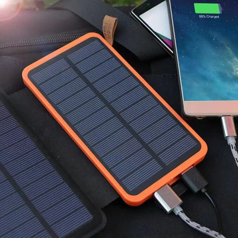 Floureon складной 25000 мАч солнечная панель банк питания с светодиодный светильник двойной USB банк питания портативный мобильный телефон зарядное устройство для сотового телефона