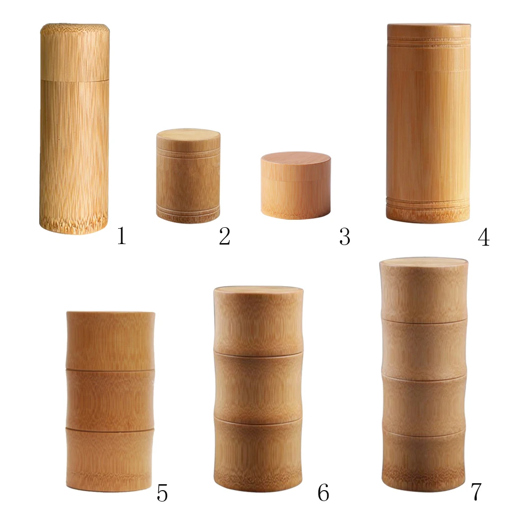 Vintage Round Bamboo Canister Storage Can for Sealed Tea Candy Dried Foods Jar Storage Home Kitchen Tools