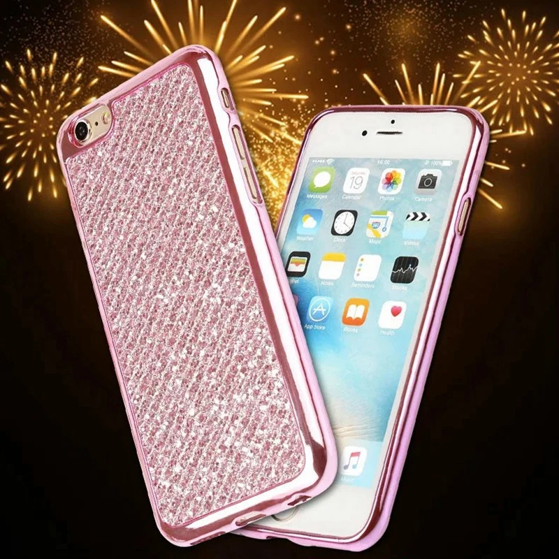 

Phone Case For iPhone XS MAX XR X 8 Plus 6 6S Plus 7 Plus Luxury Bling Glitter Crystal Sequins Plating TPU Soft Back Cover Coque