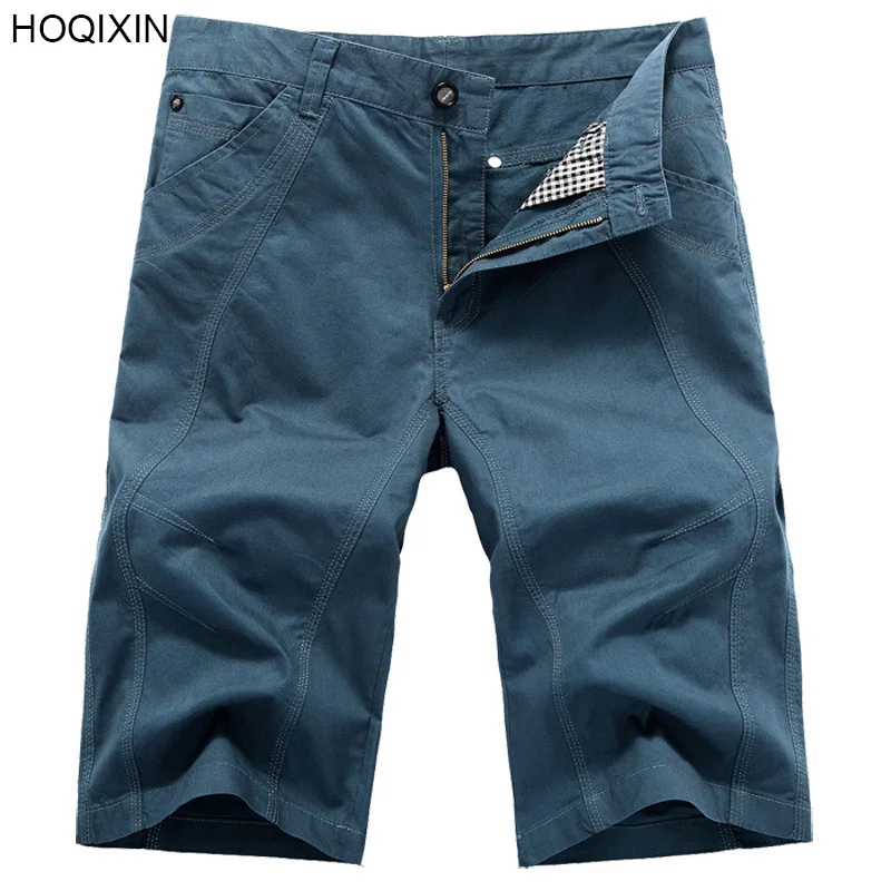 HOQIXIN новые мужские однотонные Шорты повседневные Карго короткие брюки военные с рюшами Короткие брюки мужские свободные повседневные шорты-бермуды 3