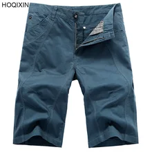 HOQIXIN новые мужские однотонные Шорты повседневные Карго короткие брюки военные с рюшами Короткие брюки мужские свободные повседневные шорты-бермуды 3