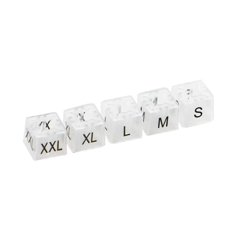 

Plastic Clear Size Cubes hangers Classic Square size marker S/M/L/XL/2XL/3XL clothes hanger accessories label tube clips