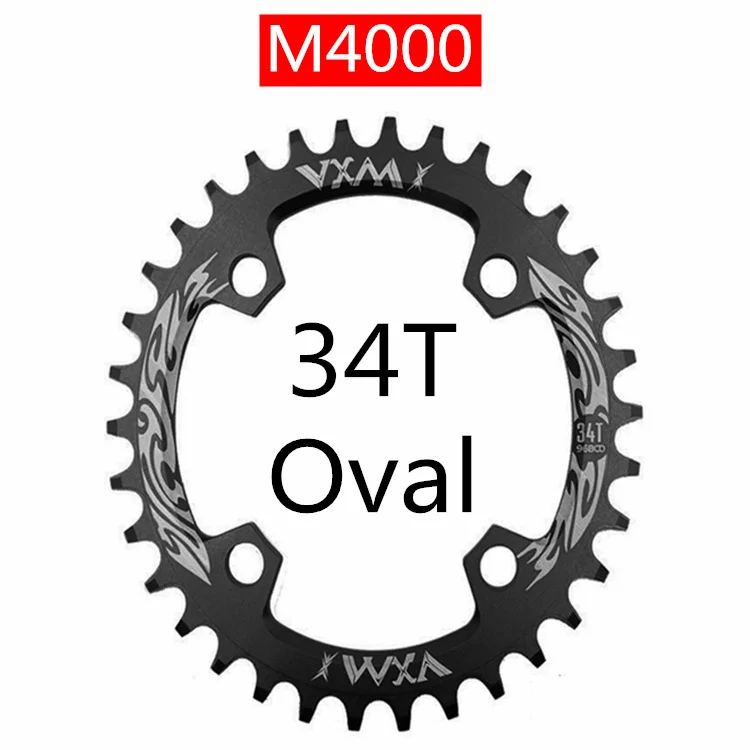 Велосипедная Звездочка VXM 96BCD 30 T/32 T/34 T/36 T/38 T, узкая широкая круглая овальная велосипедная звездочка, велосипедная круглая шатунная пластина, запчасти для велосипеда - Цвет: M4000 34T Black Oval