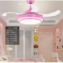 Лампа для фанатов, 36/42 дюймов, светодиодный, для детской комнаты, для мальчиков и девочек, для футбола, пульт дистанционного управления, 3 цвета, потолочный вентилятор, лампа для принцесс, розовая