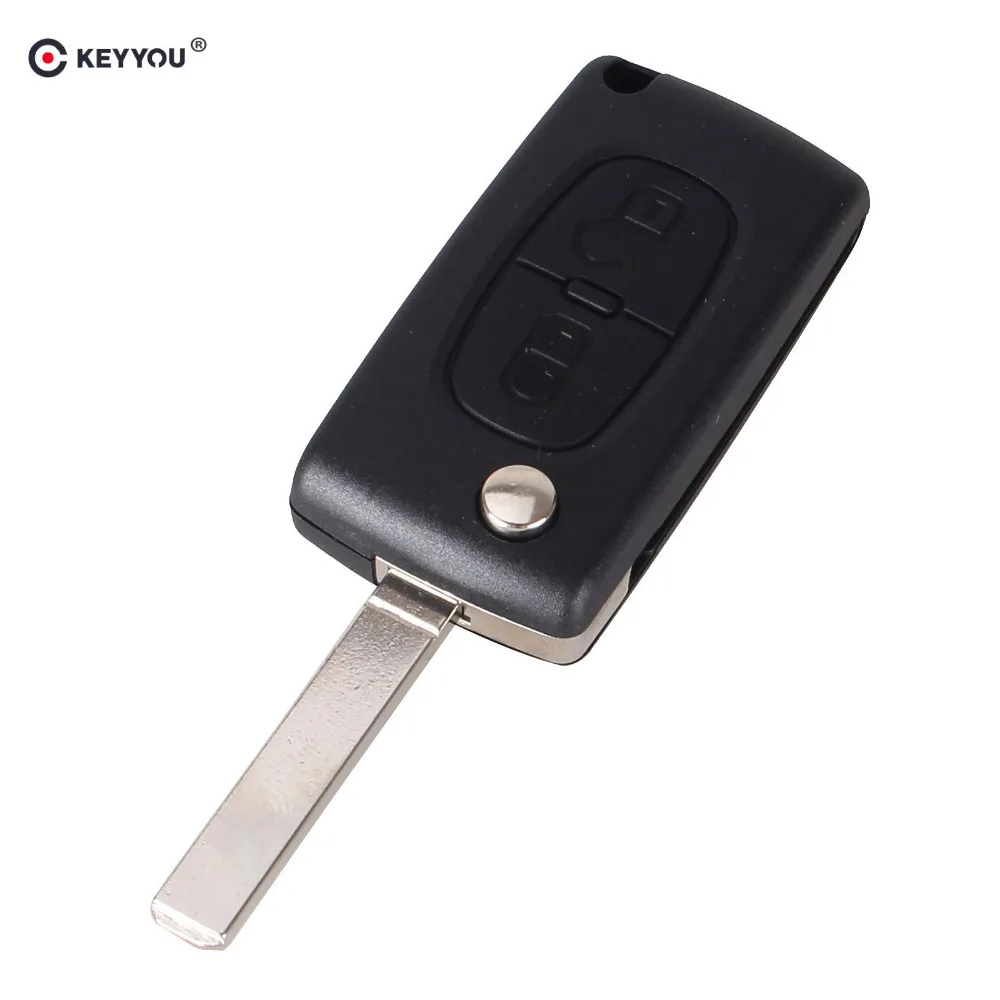 KEYYOU новая одежда для маленькой девочки 2 кнопки для peugeot 207 307 308 407 807 складной чехол для ключей на застежке чехол CE0536