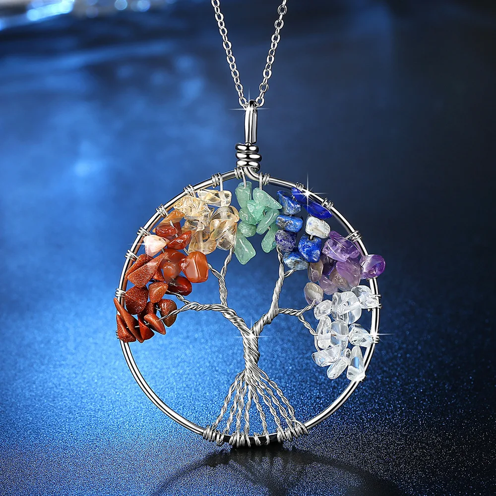 

Europe and the United States sell like hot cakes of natural gravel weaving life tree pendant jewelry fashion lady necklace