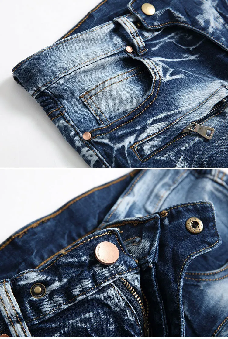 2019 новый бренд Для мужчин зимние модные тонкие узкие мото Байкер повседневные джинсы прямые джинсы для езды на мотоцикле Для мужчин