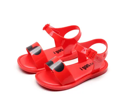 Мини Мелисса Детская Пижама с Микки Маусом и Минни-Маус пластиковые туфли для девочек мягкие комфортные сандалии для младенцев Melissa для девочек сандалии пляжные сандалии - Цвет: Красный