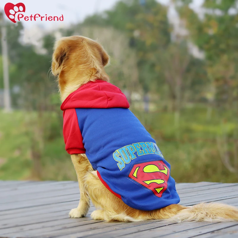 Big Dog Clothes Hoodie Superman Costume Coat Novelty Dogs Apparel Large