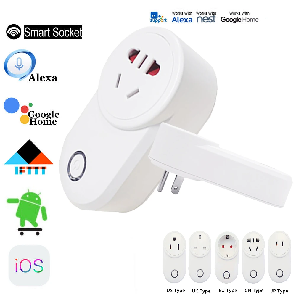 

Ewelink Smart Home WiFi Switch Work with Alexa Echo Google Home Smart Socket APP Voice Remote Control EU US UK JP AU Plug
