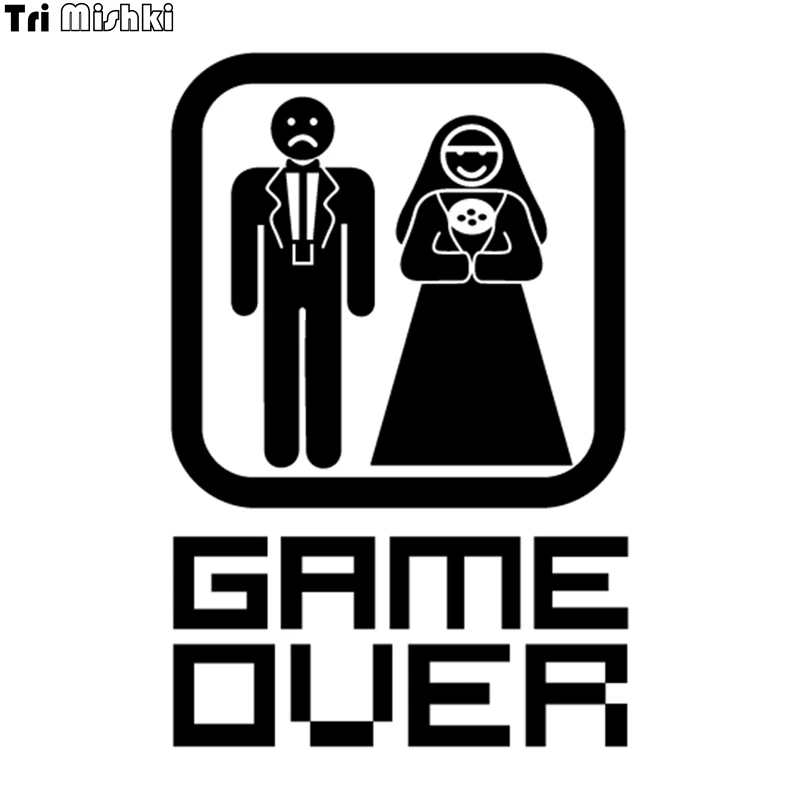 Tri Mishki HZX086 20*13.3cm car sticker auto game over funny Vinyl Decals Accessories | Автомобили и мотоциклы