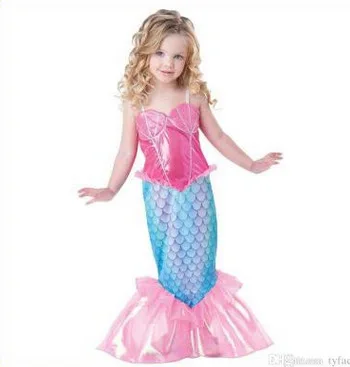 

Baby children the little mermaid tail princess ariel cosplay girl halloween costumes for kids girls skirt fancy green dresses
