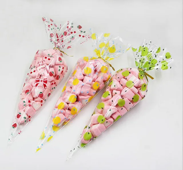 3000 Pcs DIY Cone Forma colorida Do Presente Sacos de