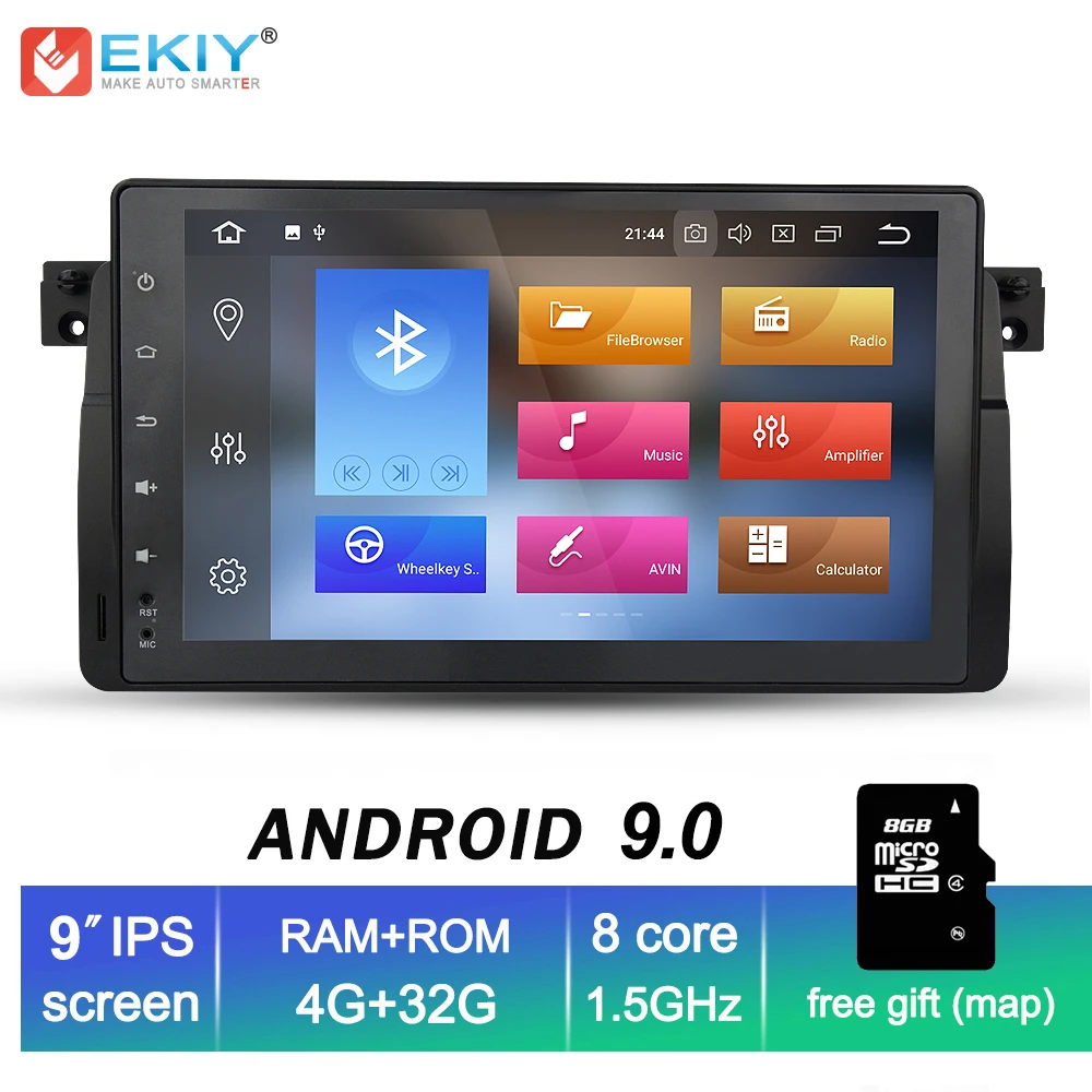 EKIY 9'' IPS 1 Din Android 9.0 Car Multimedia Player Autoradio For BMW E46 M3 GPS Navigation Head Unit 4G 32G WIFI Tape Recoder