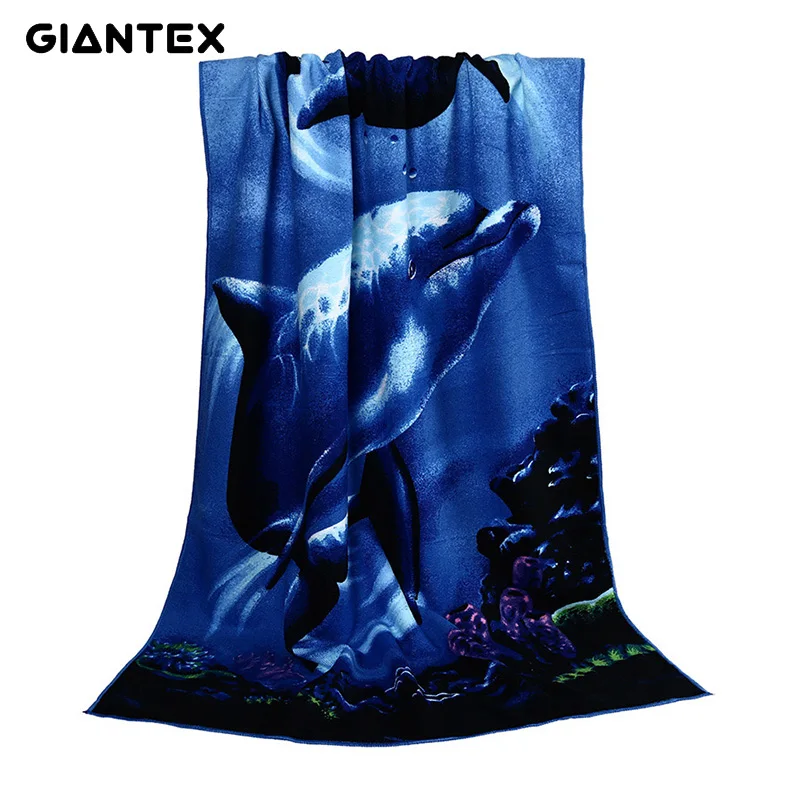

GIANTEX Dolphin Print Super Absorbent Bath Beach Towels Soft Microfiber Towels Drying Washcloth Swimwear Shower 70x150cm U1154