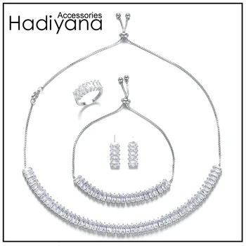 

HADIYANA New AAA Cubic Zirconia Wedding Bridal Choker Necklace 4pcs Set Dazzling And Charming T-Zr Jewelry Women Sets Prom CN446