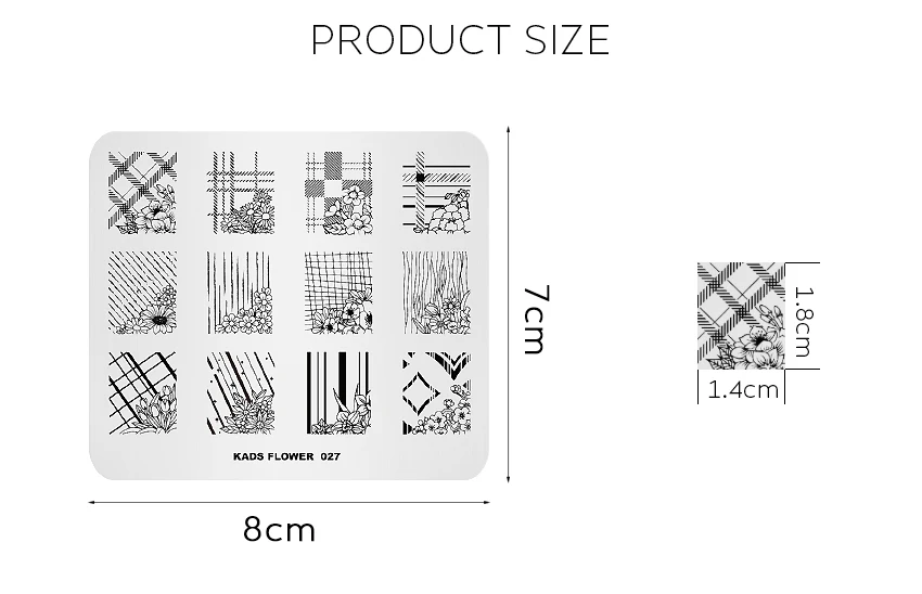 KADS цветок 027 дизайн ногтей штамповка шаблон изображения Маникюр трафарет для ногтей инструмент шаблоны DIY изображения украшения ногтей