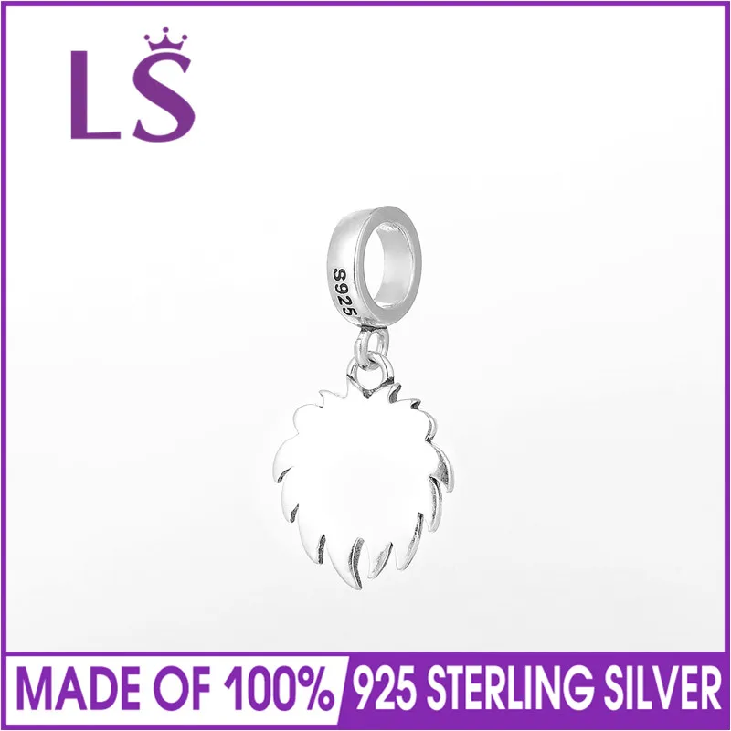 LS Висячие животные подвеска Лев с кристаллом стерлингового серебра 925 Шарм керамический акриловый бисер Подвески Браслет