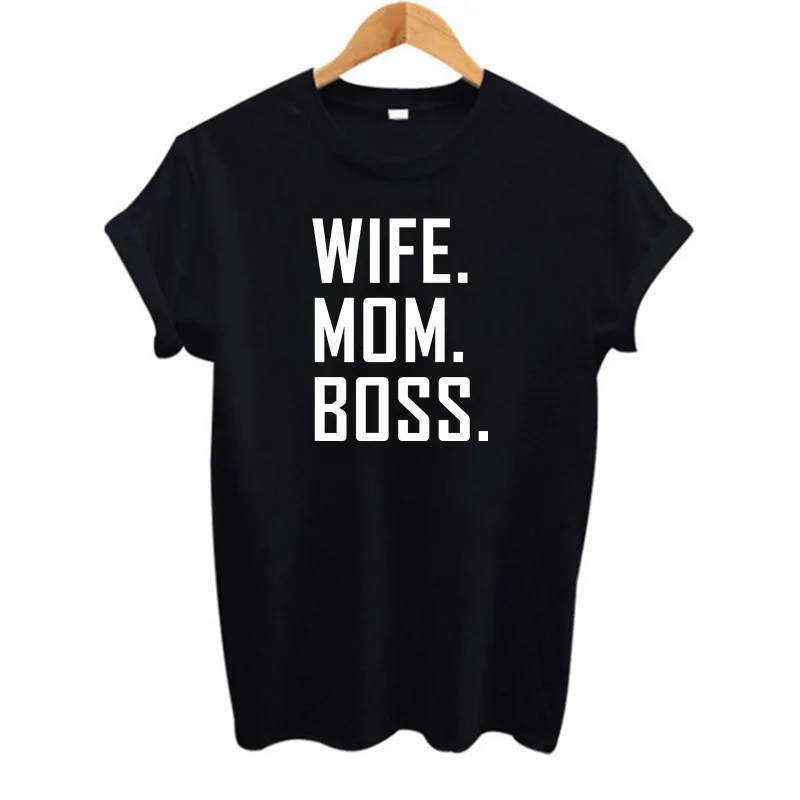 

WIFE MOM BOSS Letters Print Women tshirt Cotton Casual Funny t shirt For Lady Girl Top Tee Hipster Drop Ship S-1