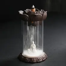 Sun Wukong керамическая курильница для благовоний дым лотоса водопад благовония горелка с Буддой курильница с прозрачной крышкой ароматический дзен домашний декор